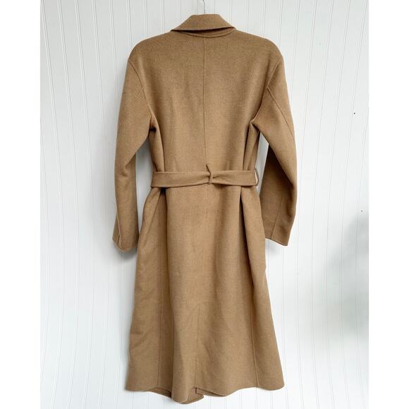 AYR The Closer Belted Camel Trench Coat Recycled Wool Long Wrap Jacket XS - Picture 2 of 6